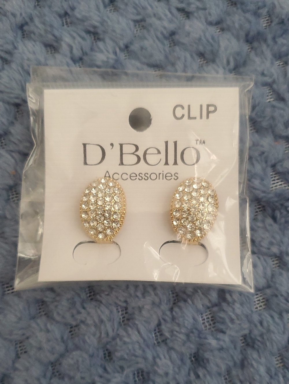 Gold Crystal Clip-On Earrings - Clear Sparkle